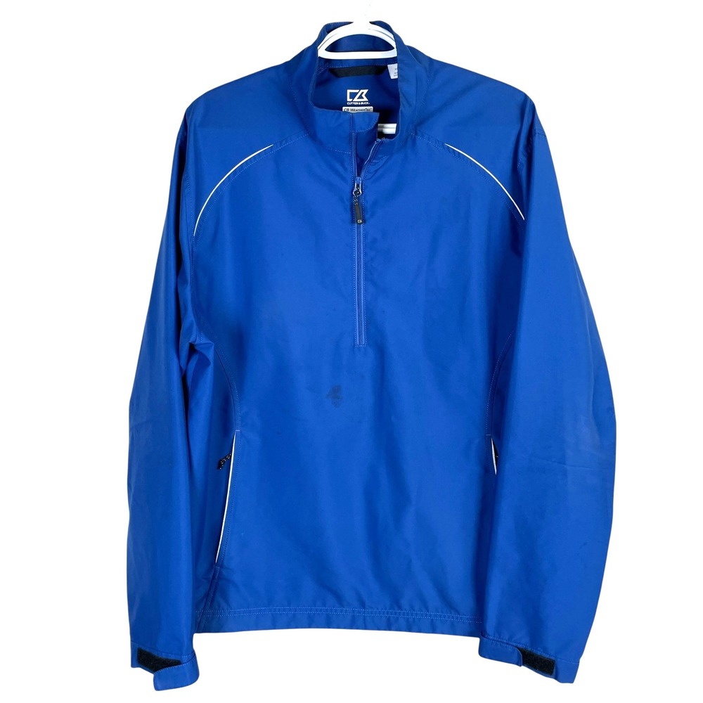 Cutter & Buck WeatherTec Windbreaker Golf Jacket Mens M Blue Full Zip read‎